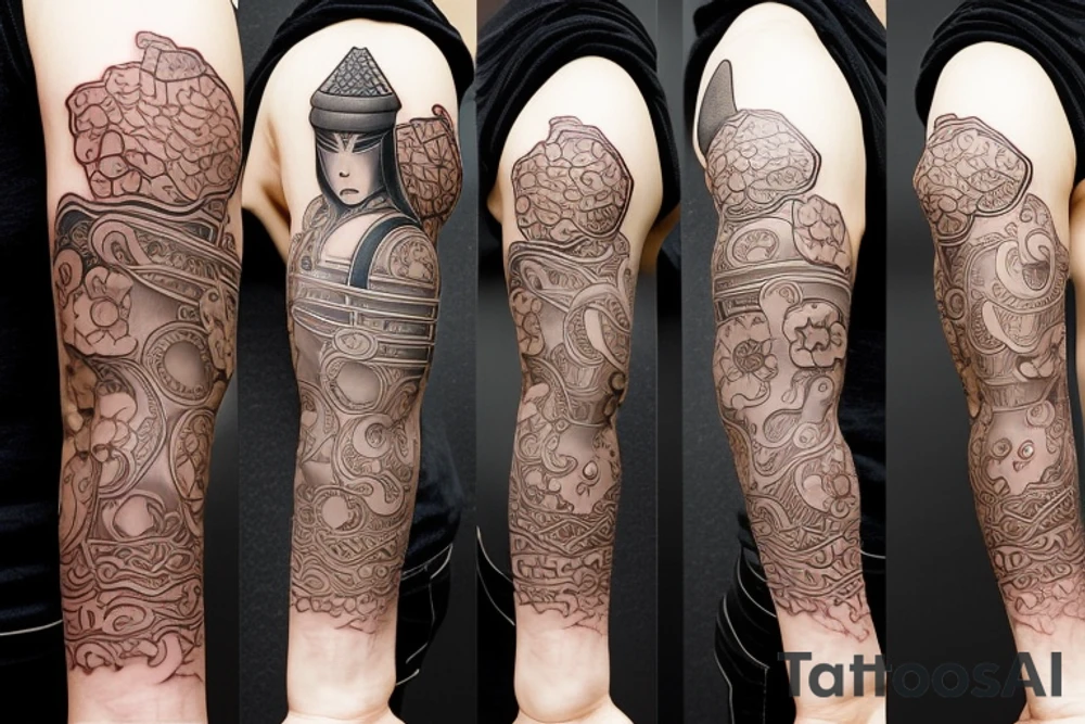 a simple little tattoo in Japanese style on the theme "a samurai has no goal, there is only a way" tattoo idea