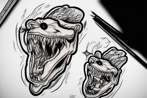 monster with big teeth tattoo idea