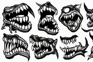 monster with big teeth with a flag tattoo idea