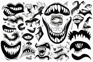monster with big teeth with a flag tattoo idea