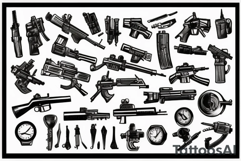 automatic weapon tattoo idea