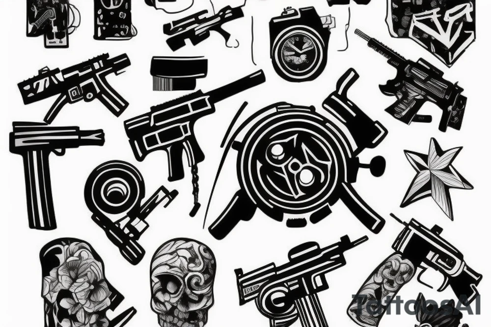 automatic weapon tattoo idea