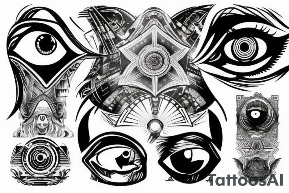 Cyberpunk style all seeing eye tattoo idea
