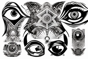 Cyberpunk style all seeing eye tattoo idea