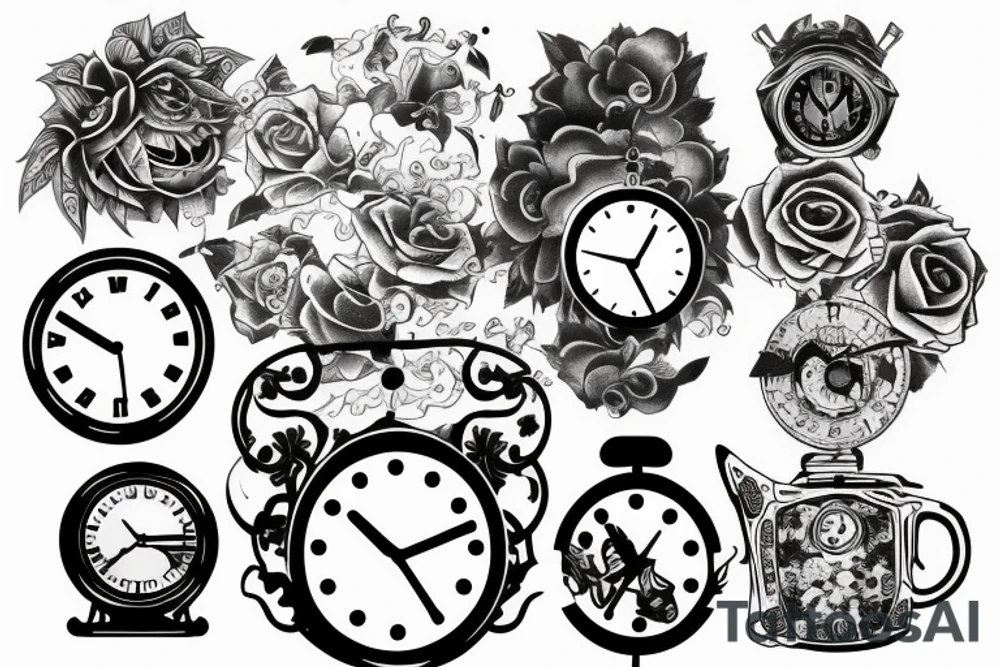 Clock melting tattoo idea