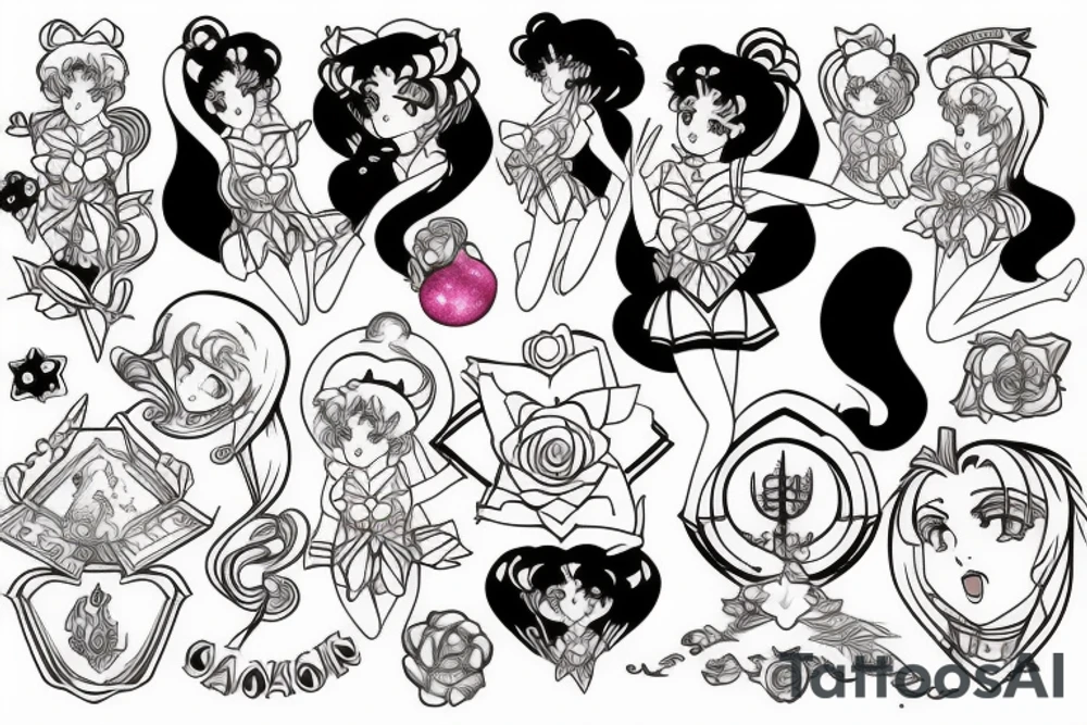 sailor moon, estilo boceto de dibujo tattoo idea
