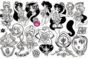 sailor moon, estilo boceto de dibujo tattoo idea
