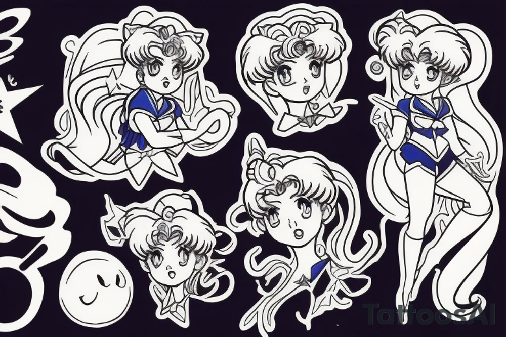 sailor moon, estilo boceto de dibujo tattoo idea