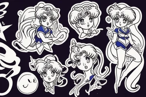 sailor moon, estilo boceto de dibujo tattoo idea