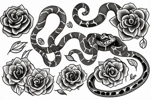 Ball python in flowers tattoo idea