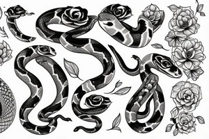 Ball python in flowers tattoo idea