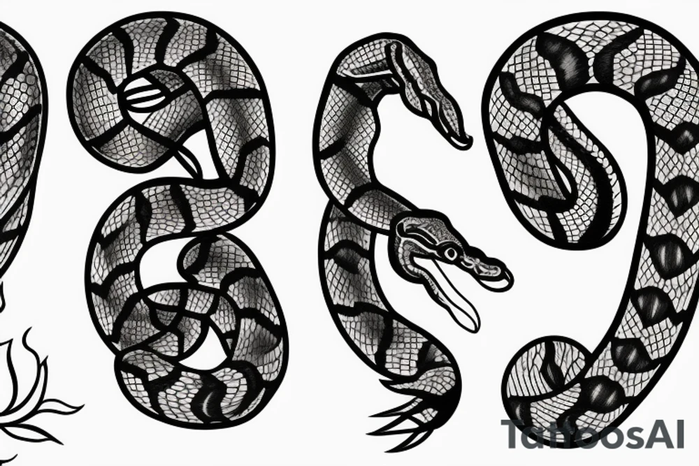 Ball python in flowers arm sleeve tattoo idea