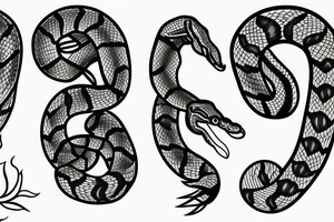 Ball python in flowers arm sleeve tattoo idea