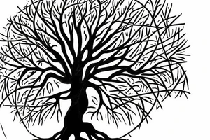 Tree of life with roots. The roots turn in to pages of a Bible facing downward tattoo idea