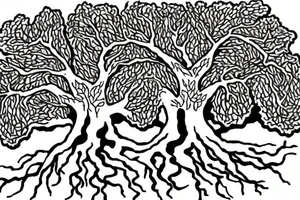 Oak Tree with roots. The roots turn in to pages of a Bible tattoo idea