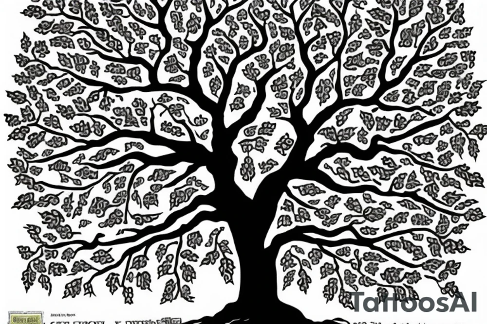 Oak Tree with roots. The roots turn in to pages of a Bible tattoo idea
