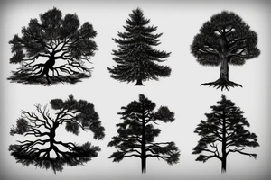 Pine Tree with roots. The roots turn in to pages of a Bible tattoo idea