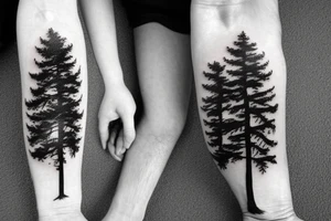 Pine Tree with roots. The roots turn in to pages of a Bible tattoo idea