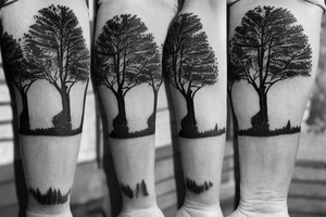 Pine Tree with roots. The roots turn in to pages of a book tattoo idea