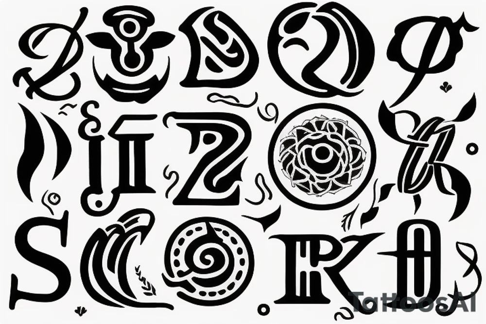 Abundance symbol with the letters DPS underneath tattoo idea