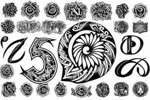 Abundance symbol with the letters DPS underneath tattoo idea