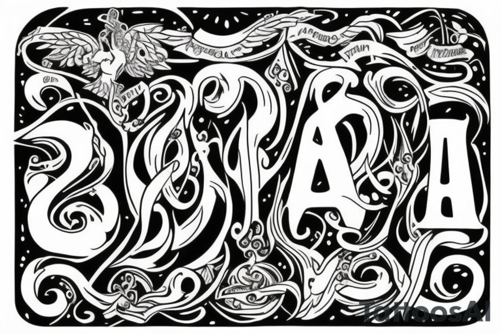 Abundance symbol with the letters DPS underneath tattoo idea