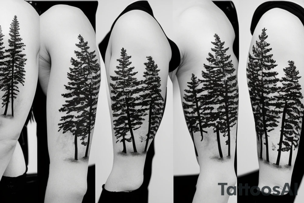 Pine Tree with roots with American flag in the background tattoo idea Pine Tree with roots with American flag in the background tattoo idea