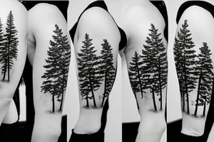Pine Tree with roots with American flag in the background tattoo idea