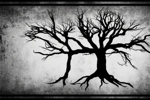 Pine Tree with roots with American flag in the background tattoo idea