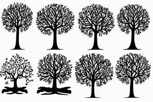 Symmetrical tree  with American flag in background tattoo idea