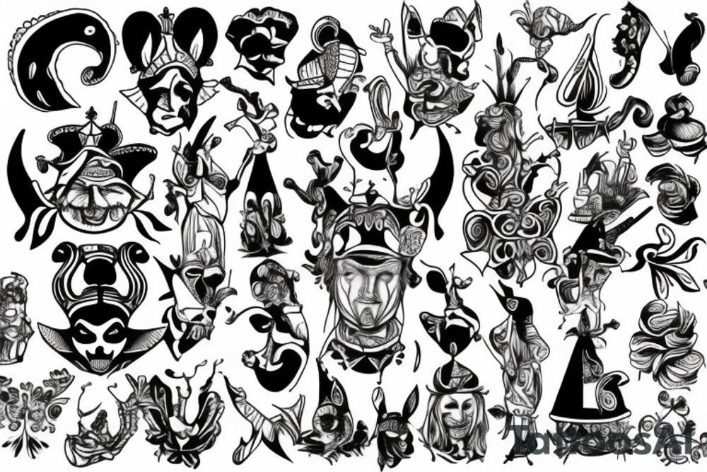 Full body court jester tattoo idea