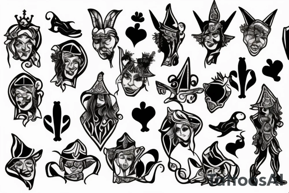 Gothic court jester tattoo idea