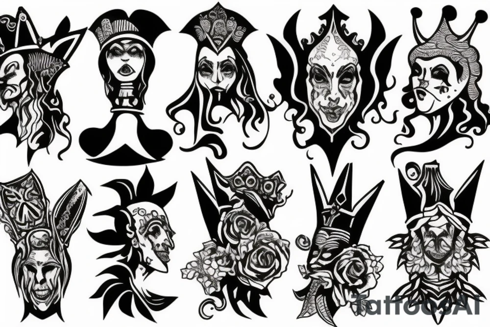 Gothic court jester tattoo idea