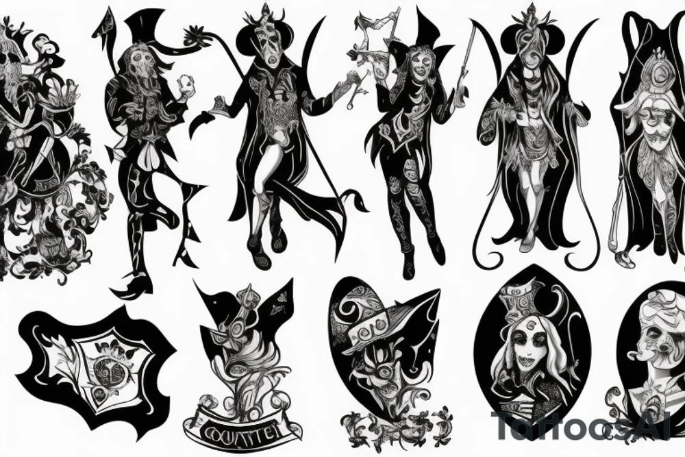 Gothic court jester tattoo idea