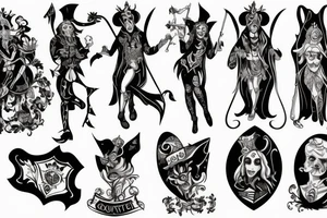 Gothic court jester tattoo idea