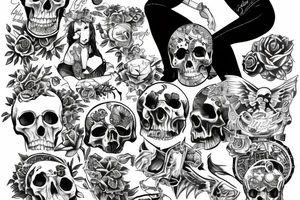 Lilith sitting on a pile of skulls tattoo idea