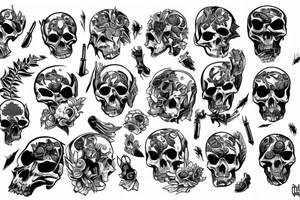 Lilith sitting on a pile of skulls tattoo idea