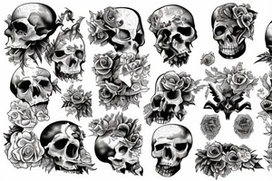 Lilith sitting on a pile of skulls tattoo idea