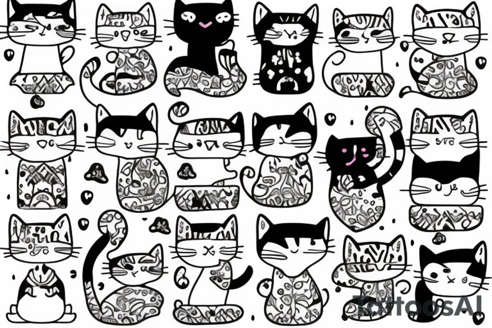 kawaii cat tattoo idea