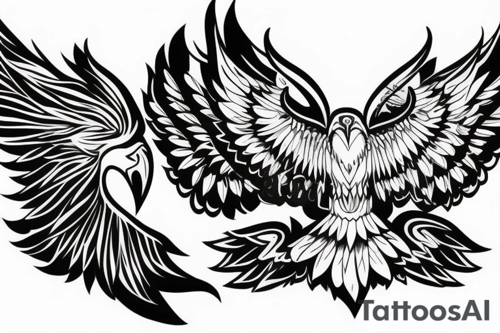 an eagle with spread wings and a formidable wise look tattoo idea