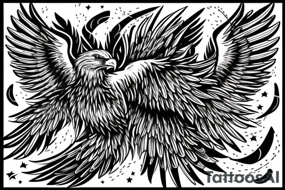 an eagle with spread wings and a formidable wise look tattoo idea an eagle with spread wings and a formidable wise look tattoo idea