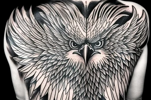 an eagle with spread wings and a formidable wise look tattoo idea