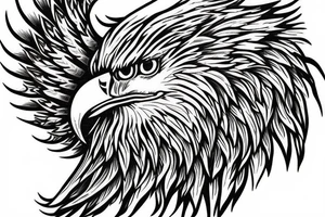an eagle with spread wings and a formidable wise look tattoo idea