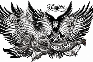 an eagle with spread wings and a formidable wise look tattoo idea