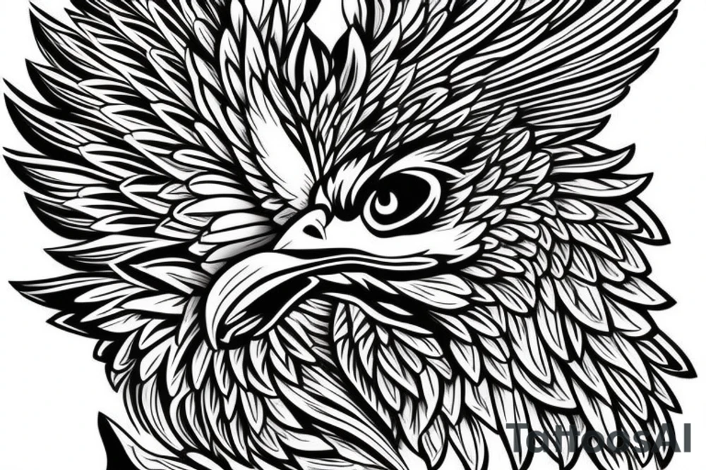an eagle with spread wings and with a formidable wise look on the collarbones. Wings and paws are visible tattoo idea