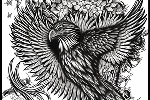 an eagle with spread wings and with a formidable wise look on the collarbones. Wings and paws are visible tattoo idea