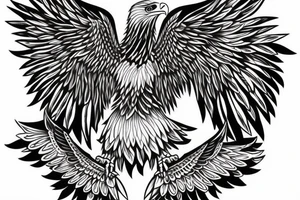an eagle with spread wings and with a formidable wise look on the collarbones. Wings and paws are visible tattoo idea