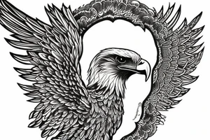 an eagle with spread wings and with a formidable wise look on the collarbones. Wings and paws are visible tattoo idea