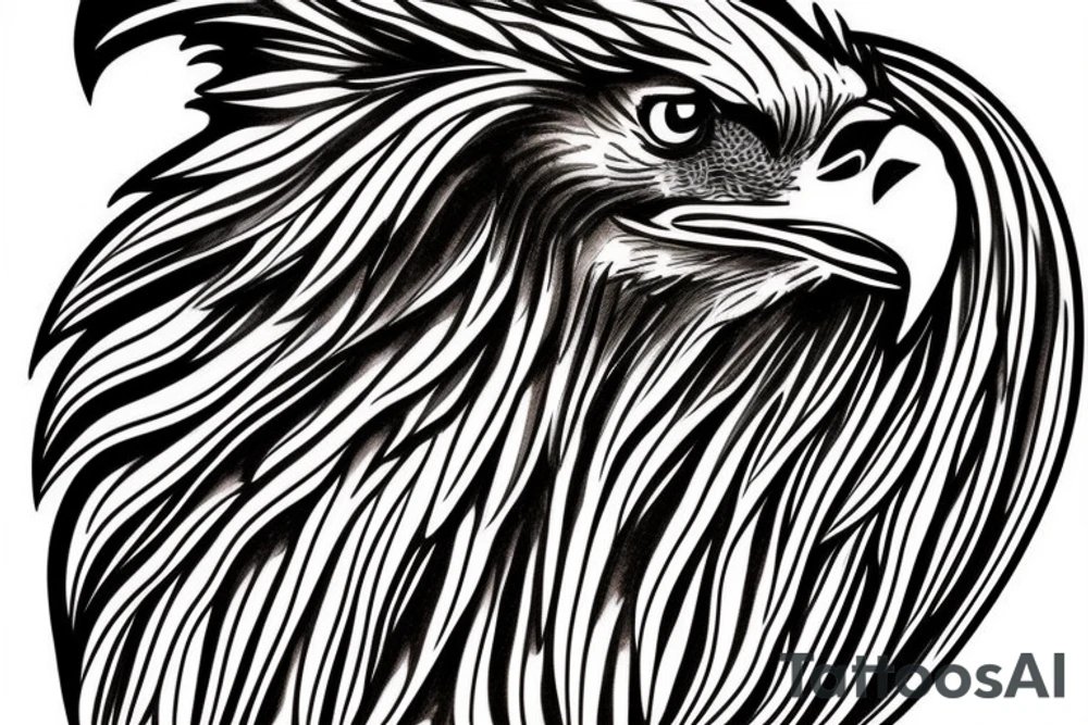 an eagle with spread wings and with a formidable wise look on the collarbones. Wings and paws are visible tattoo idea