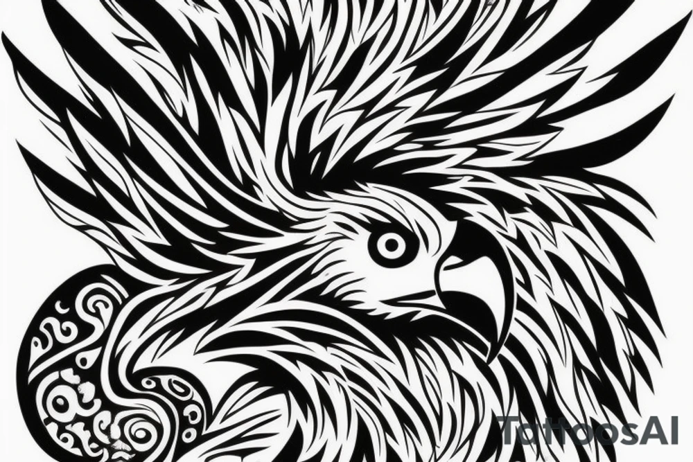 an eagle with spread wings and with a formidable wise look on the collarbones. Wings and paws are visible tattoo idea